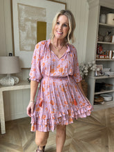 Load image into Gallery viewer, Lavender Orange Floral Dress
