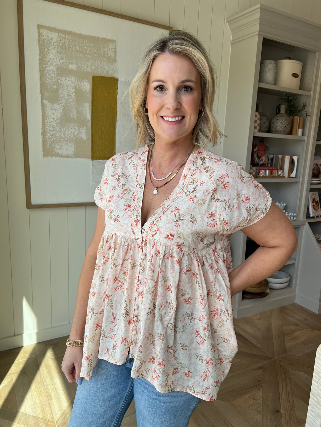 Ivory & Clay Floral Top