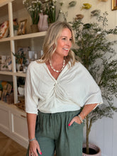 Load image into Gallery viewer, Cream Front  Twist Knot Top
