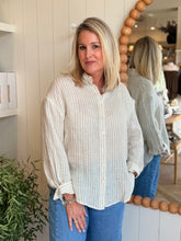 Load image into Gallery viewer, Beige Stripe Linen Blouse
