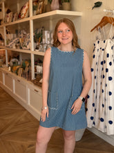 Load image into Gallery viewer, Sleeveless Stripe Denim Mini Dress

