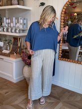 Load image into Gallery viewer, Beige Black Stripe Textured Linen Pants
