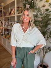 Load image into Gallery viewer, Cream Front  Twist Knot Top
