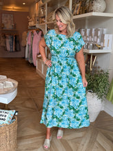 Load image into Gallery viewer, Blue Green Floral Dress
