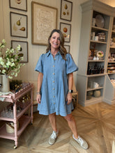 Load image into Gallery viewer, Blue Jean Puff Sleeve Denim Dress
