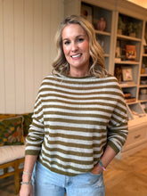 Load image into Gallery viewer, Olive Striped Lightweight Sweater

