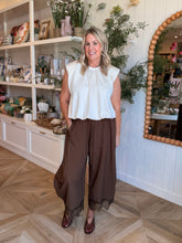 Load image into Gallery viewer, Chocolate Brown Lace Barrel Pants
