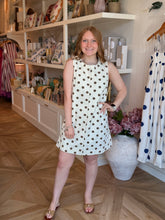Load image into Gallery viewer, Ivory w/ Brown Polka Dot Denim Dress
