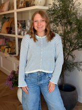 Load image into Gallery viewer, Sky Blue Striped Cotton Sweater
