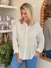 Load image into Gallery viewer, Beige Stripe Linen Blouse
