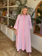 Load image into Gallery viewer, Pink Gingham Check Maxi Dress
