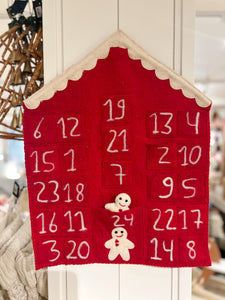 Red Wool Felt Advent Wall Calendar