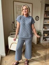 Load image into Gallery viewer, 2 Pc. Denim Blue Quilted Pant Set
