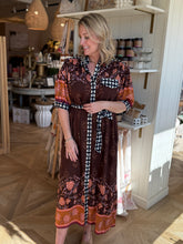 Load image into Gallery viewer, Brown Mixed Print Shirt Dress
