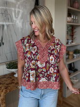 Load image into Gallery viewer, Burgandy Print Quilted Top
