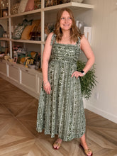 Load image into Gallery viewer, Olive Floral Block Print Dress

