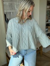 Load image into Gallery viewer, Aqua Grey Lioness Cable Sweater
