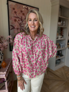 Pink Blossom Batwing Blouse