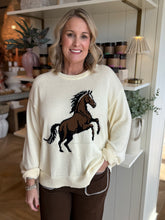 Load image into Gallery viewer, Cream  Oversized Horse Sweater
