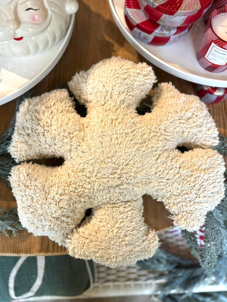 Ivory Snowflake Tufted Pillow