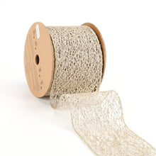 Load image into Gallery viewer, 3&quot; Champagne Mesh Wired Ribbon
