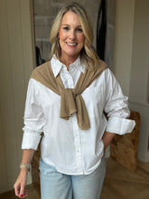 Load image into Gallery viewer, Tan V-Neck Open Sweater Vest
