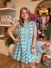 Load image into Gallery viewer, Teal Seashell Tiered Mini Dress
