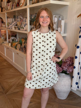 Load image into Gallery viewer, Ivory w/ Brown Polka Dot Denim Dress
