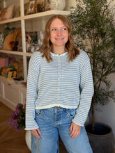 Load image into Gallery viewer, Sky Blue Striped Cotton Sweater
