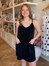 Load image into Gallery viewer, Black Scuba Romper Dress
