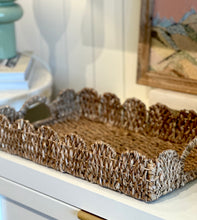 Load image into Gallery viewer, Braided Scalloped Rattan Tray
