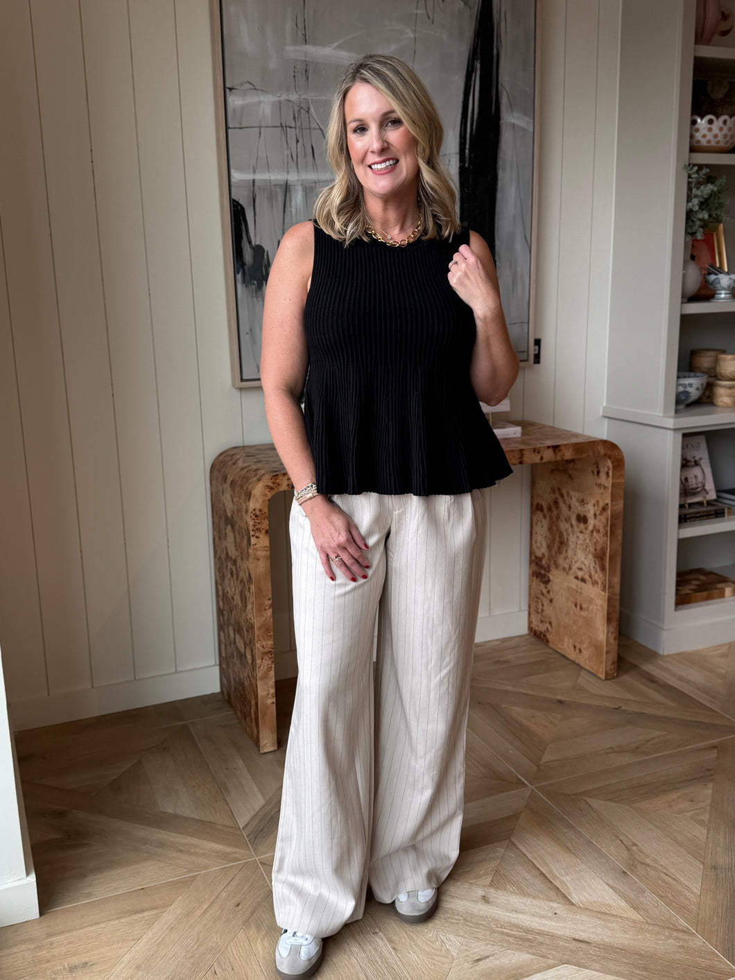 Almond Pinstripe Trouser Pants