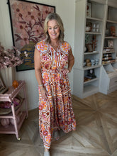 Load image into Gallery viewer, Pink &amp; Orange Tiered Maxi Dress
