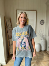 Load image into Gallery viewer, Mineral Washed Denim Rock n Roll Tee
