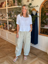 Load image into Gallery viewer, Cream Striped Parachute Ankle Pants
