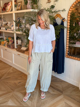 Load image into Gallery viewer, Cream Striped Parachute Ankle Pants
