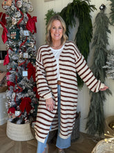 Load image into Gallery viewer, OS Flo Rust Stripe Long Cardigan
