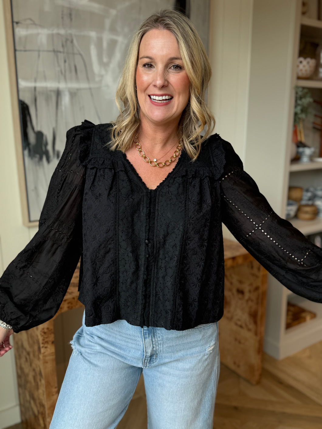 Black Romantic Lace Blouse