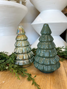 Embossed Green Glass Trees