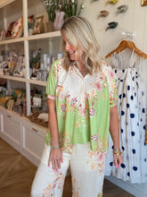 Load image into Gallery viewer, Lime 2-Tone Floral Pant Set

