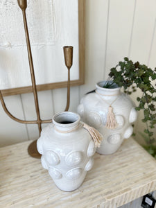 White Beaded Vase