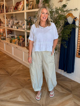 Load image into Gallery viewer, Cream Striped Parachute Ankle Pants
