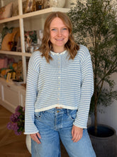 Load image into Gallery viewer, Sky Blue Striped Cotton Sweater
