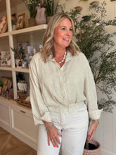 Load image into Gallery viewer, Beige Linen Button Down Banded Top
