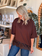 Load image into Gallery viewer, Cocoa Brown Soft Asymetrical Lace Top
