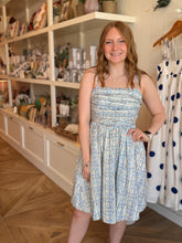 Load image into Gallery viewer, Blue &amp; Brown Geometric Print Short Dress
