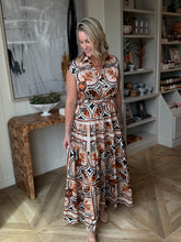 Load image into Gallery viewer, Black &amp; Rust Floral Maxi Dress
