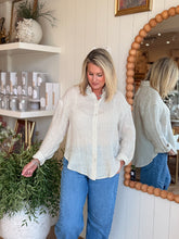 Load image into Gallery viewer, Beige Stripe Linen Blouse
