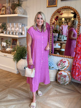 Load image into Gallery viewer, Orchid Pink Long Sleeveless Linen Dress
