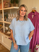 Load image into Gallery viewer, Kentucky Blue Scoop Neck Linen Top
